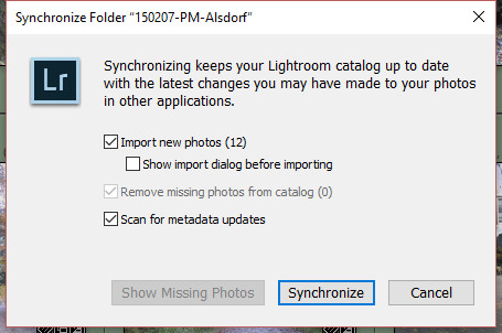 Lightroom folder synch faster than import